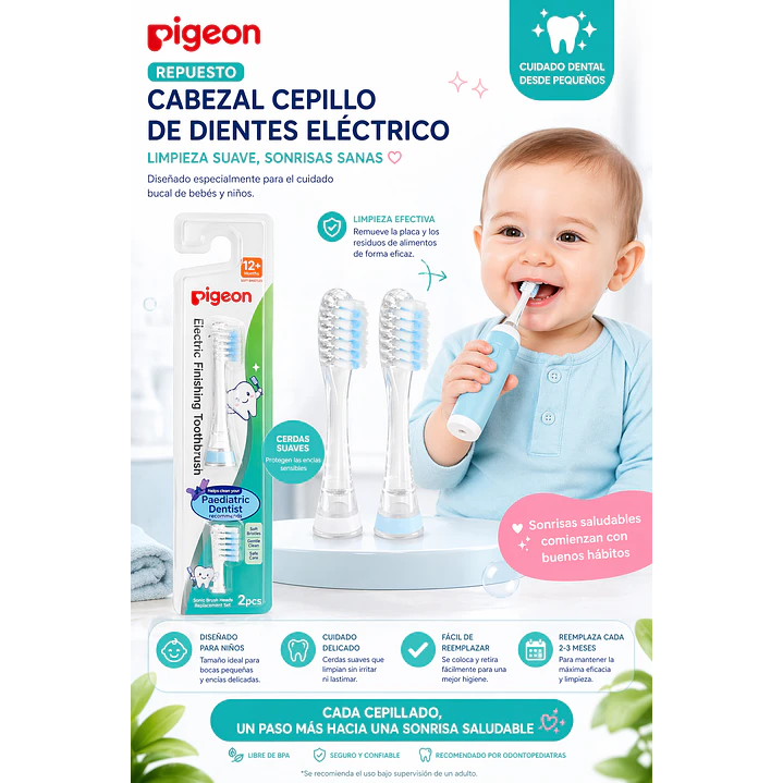 Repuesto Cabezal Cepillo De Diente Eléctrico Pigeon Color Transparente 6