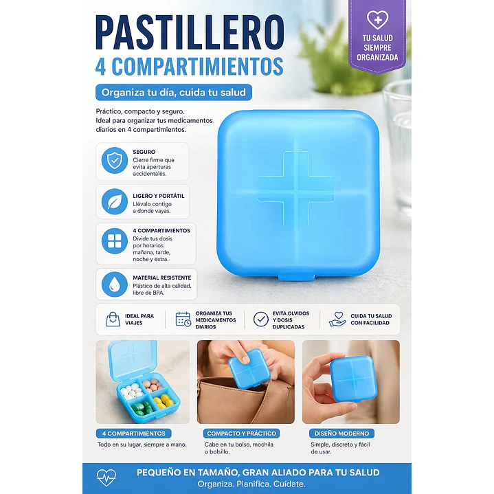 Pastillero 4 Compartimientos Organizador Diario Best House 7