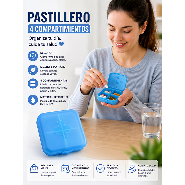 Pastillero 4 Compartimientos Organizador Diario Best House 8