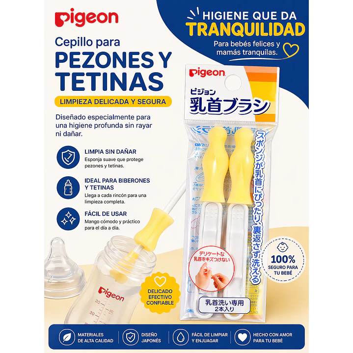 Cepillos Limpia Tetinas Chupete Boca Estándar Pigeon 2 Unid 5