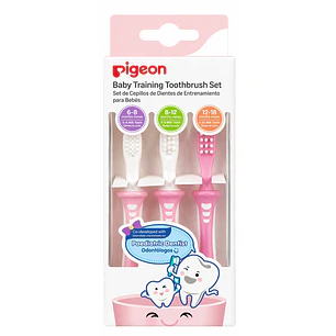 Cepillos Dentales Set  Aprendizaje 3 Etapas Pigeon Rosado 