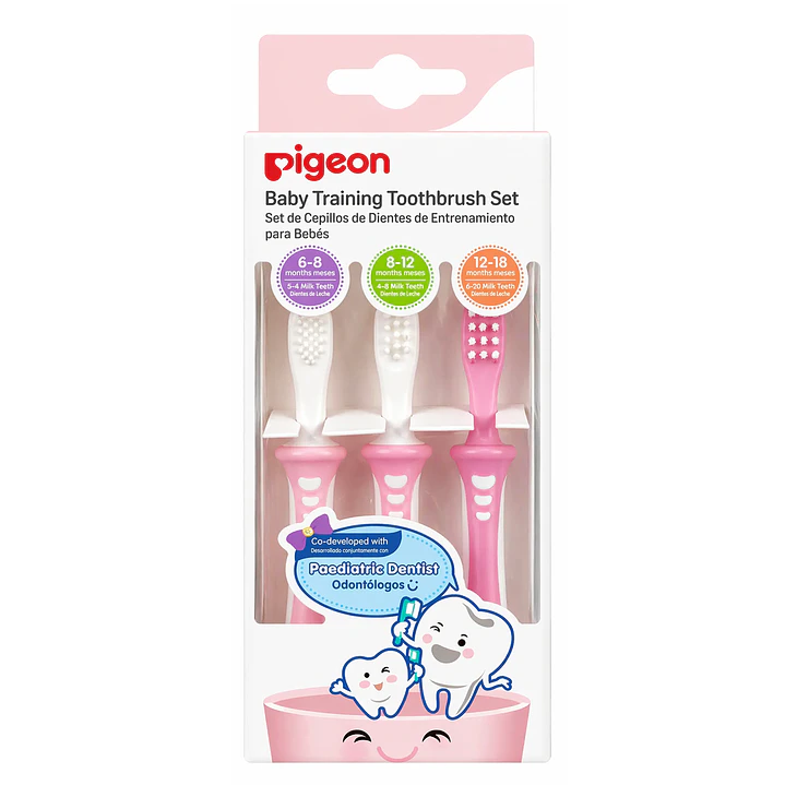 Cepillos Dentales Set  Aprendizaje 3 Etapas Pigeon Rosado  1
