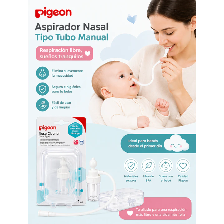 Aspirador Nasal Tipo Tubo Manual Pigeon Color Transparente 5