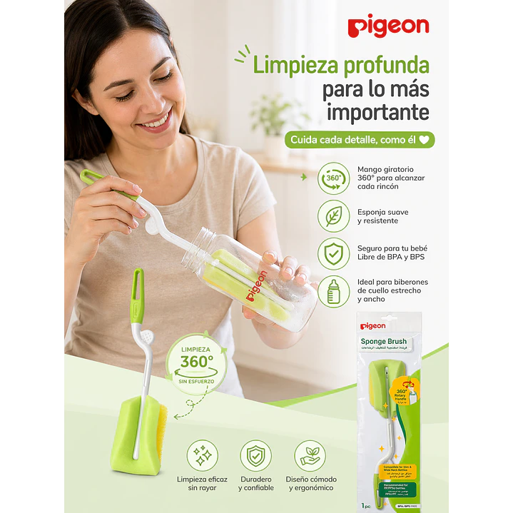 Cepillo Giratorio Esponja Pigeon Limpia Mamaderas 4