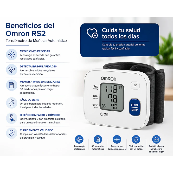 Tensiometro De Muñeca Omron Hem-6161-e Color Blanco 6