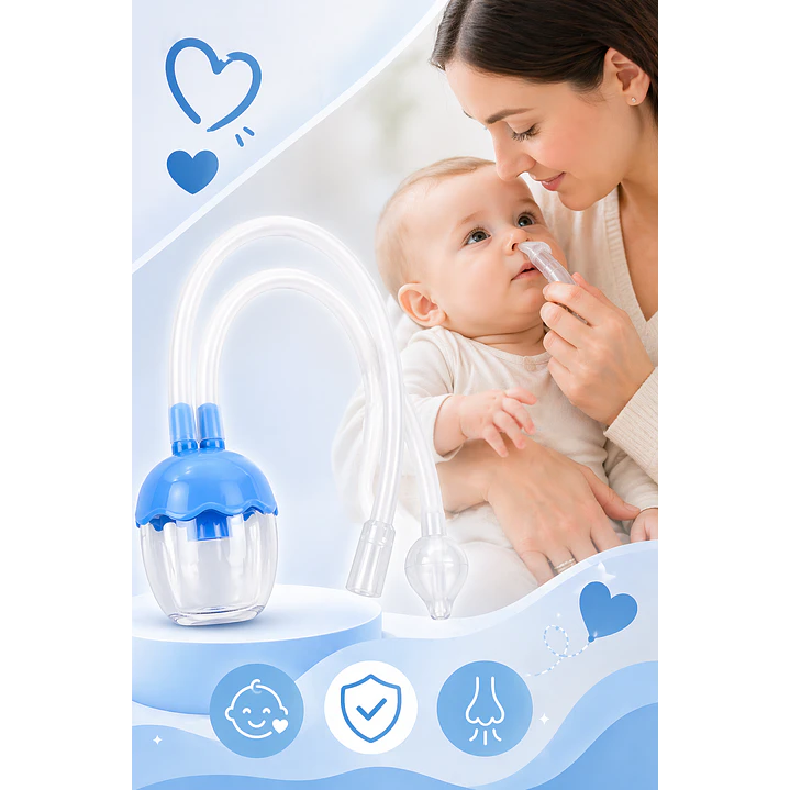 Aspirador Nasal Bebé BTH Con Depósito Celeste 5
