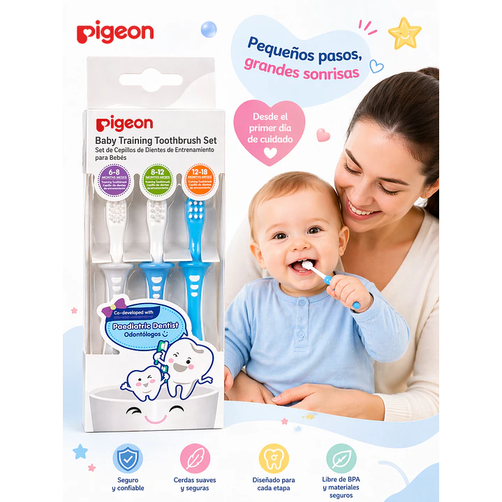 Cepillos Dentales Set De Aprendizaje 3 Pasos Azul 3