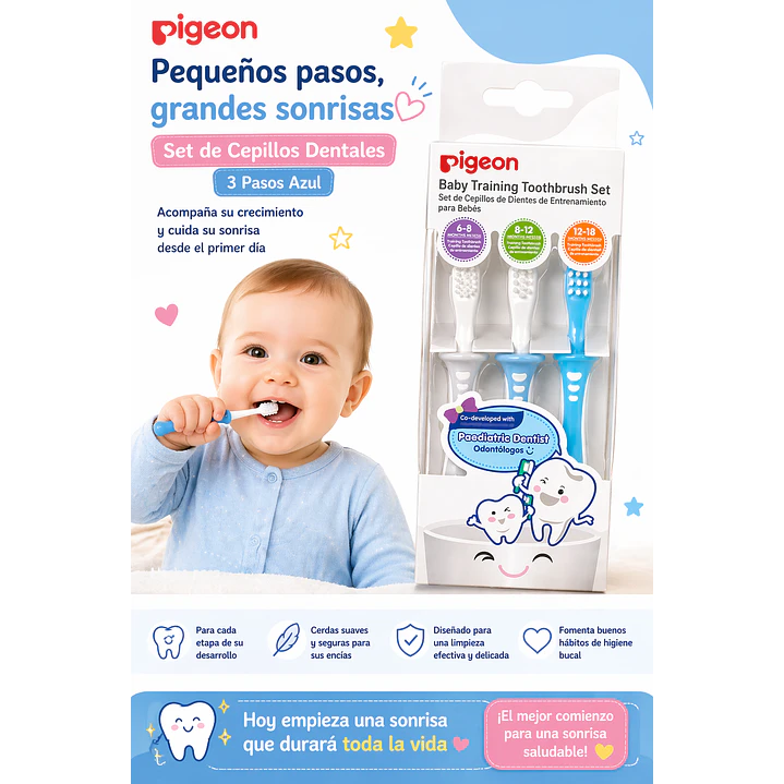 Cepillos Dentales Set De Aprendizaje 3 Pasos Azul 5