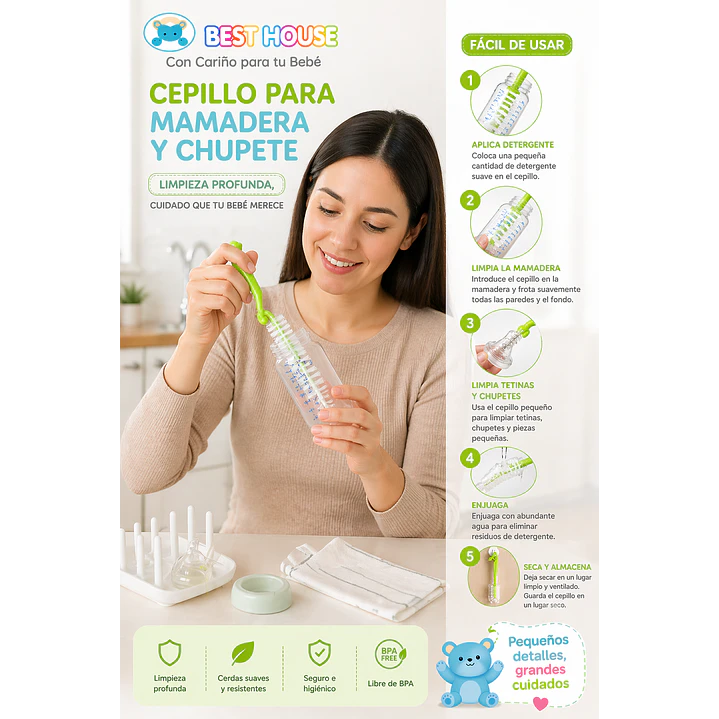 Cepillo Limpia Mamadera Y Chupete 6