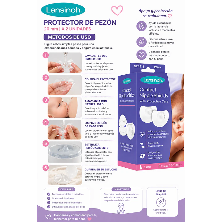 Protector de Pezón Lansinoh 20 mm x2  4