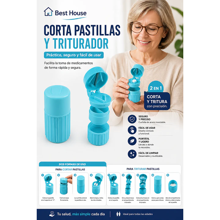 Best House Corta Pastillas Y Triturador Pack x3 5