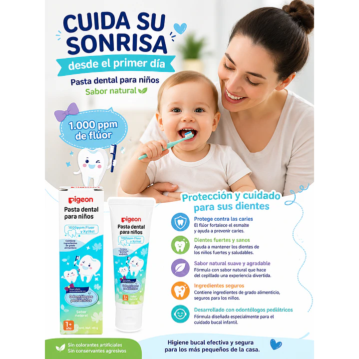 Pasta Dental Para Niños Sabor Natural 45grs 4