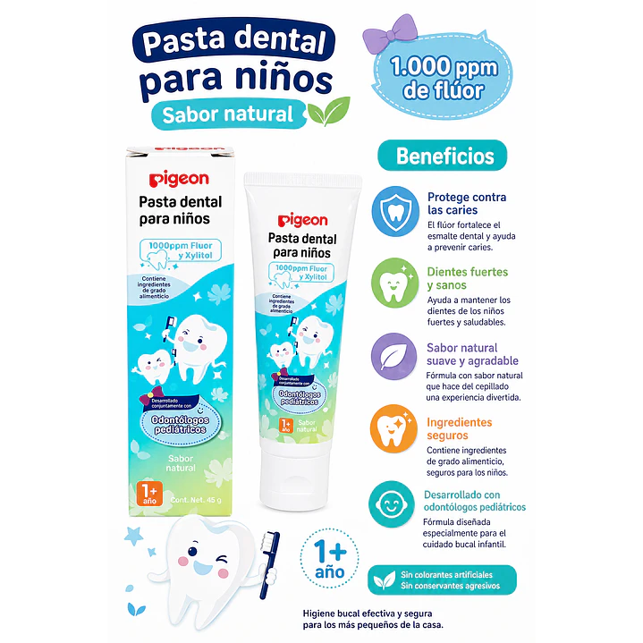 Pasta Dental Para Niños Sabor Natural 45grs 5