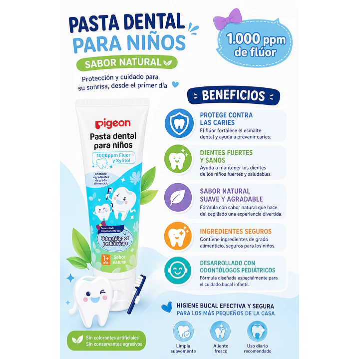 Pasta Dental Para Niños Sabor Natural 45grs Pack x3 4