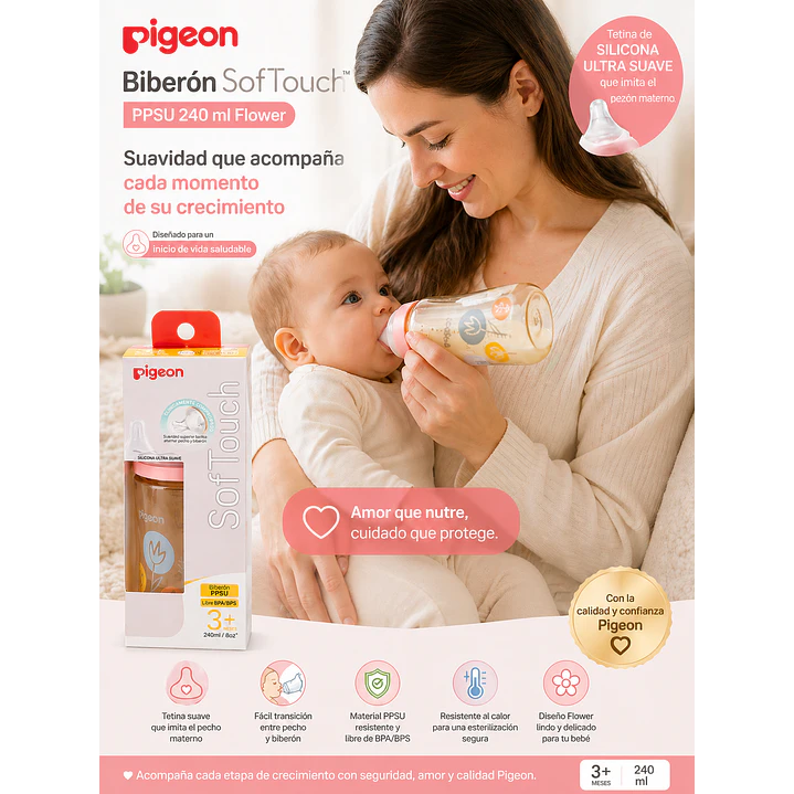 Biberón SofTouch PPSU Pigeon 240 ml Flower 4
