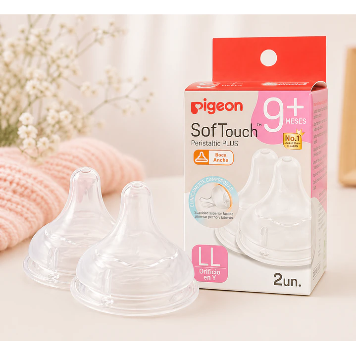 Tetinas Pigeon Softouch LL +9M Orificio Y Repuesto 2 Unidade 2