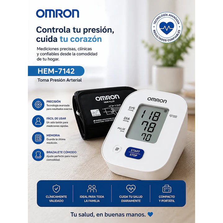 Toma Presión Arterial - Hem-7142 - Omron 3