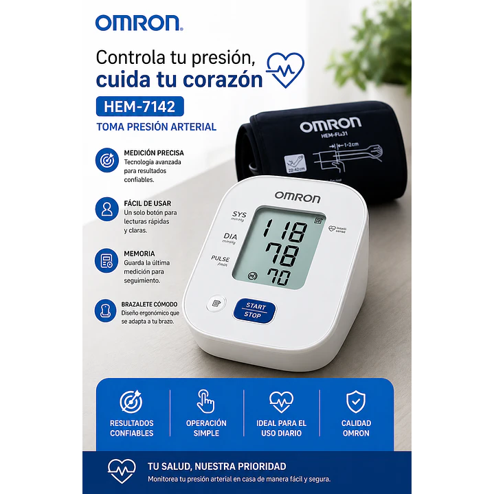 Toma Presión Arterial - Hem-7142 - Omron 5