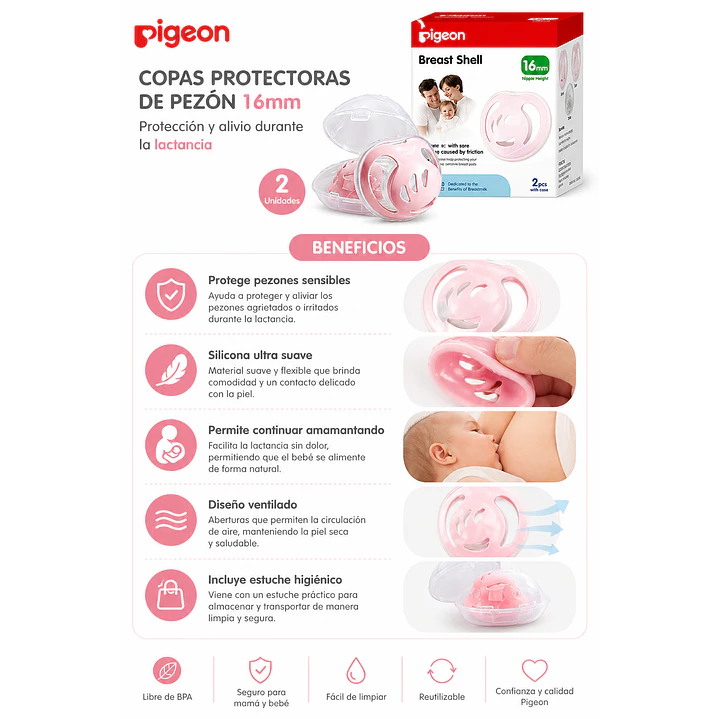 Copas Protectoras De Pezon Pigeon 16mm (2 Unidades) 6