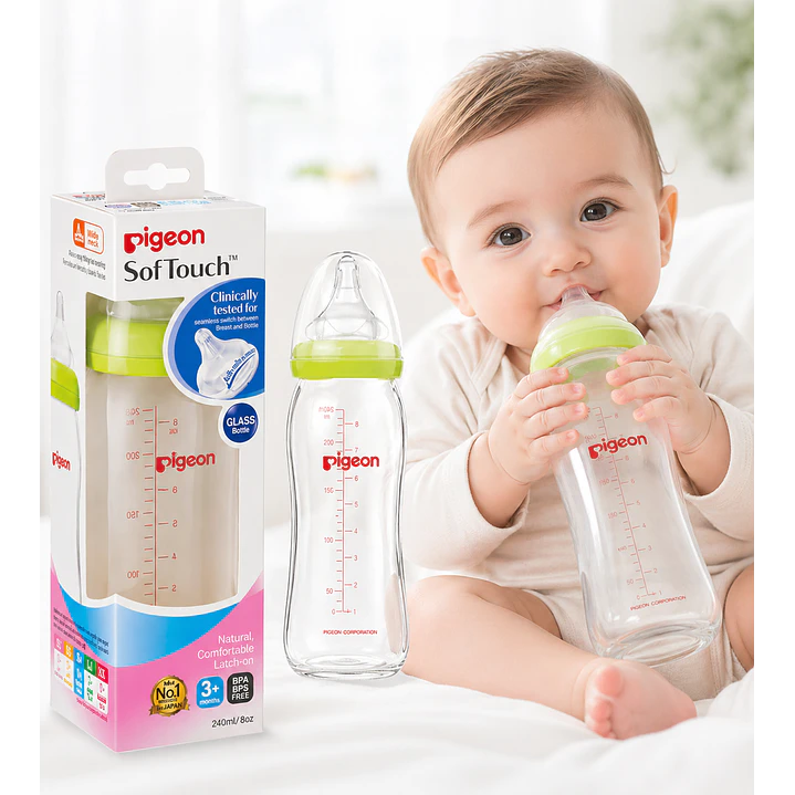 Mamadera Anti-cólicos Softouch Pigeon Vidrio 240ml 5