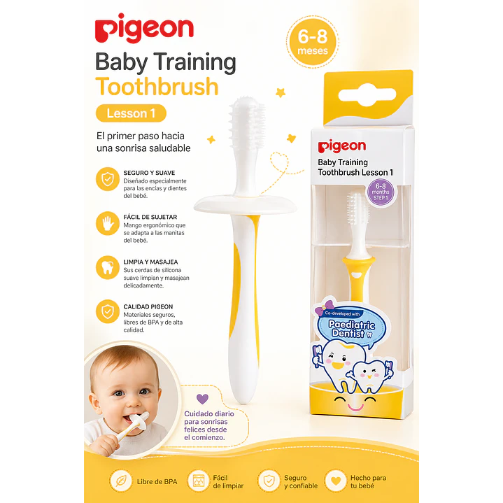 Cepillo Dental Aprendizaje Paso 1 Pigeon Color Amarillo 4