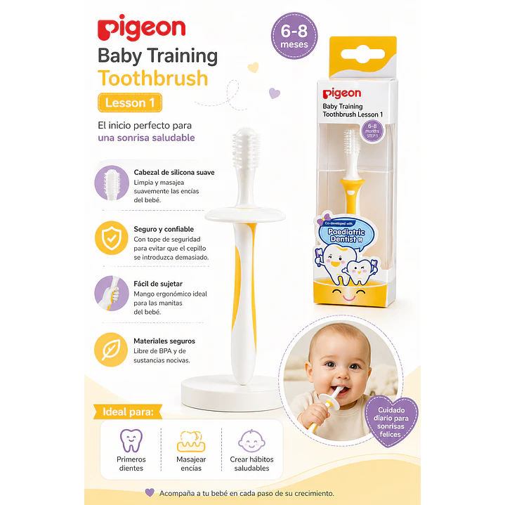 Cepillo Dental Aprendizaje Paso 1 Pigeon Color Amarillo 6