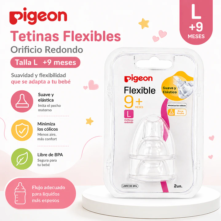 Tetinas Pigeon Flexible Orificio Redondo Talla L +9M  2 Unidades 4