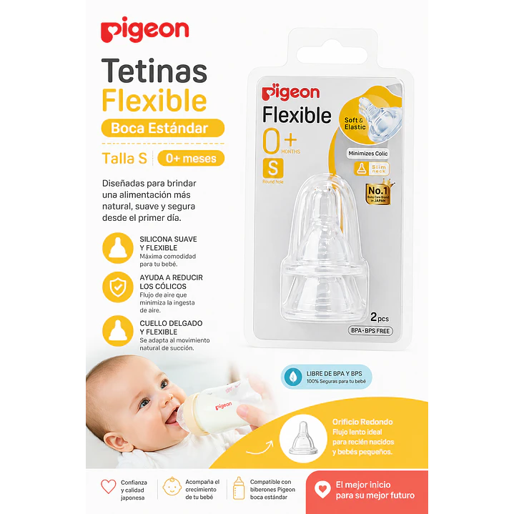 Tetinas Pigeon Flexible Boca Standar Talla S +0m 2 Unidades 3