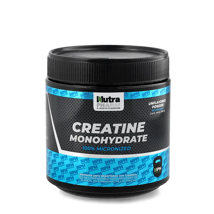 Creatina Monohidratada 300g Nutra Pharm Sin Sabor Libre de Gluten 1
