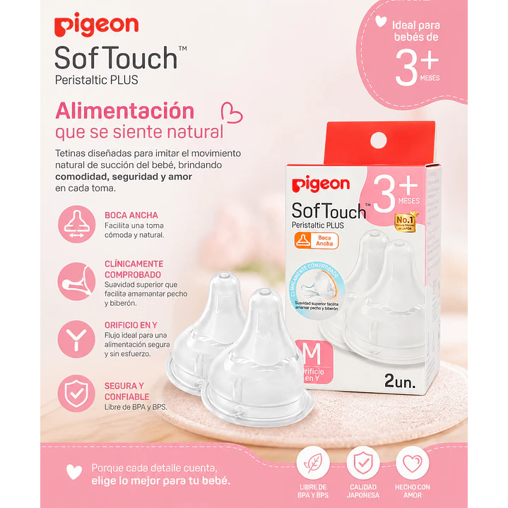 Tetinas Pigeon SofTouch M +3M Flujo Medio 2 Unidades 3