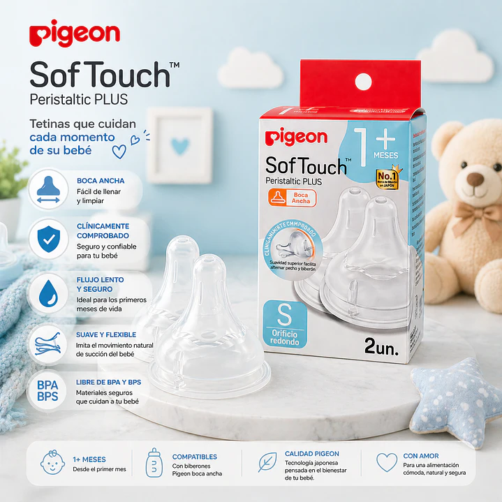 Tetinas Pigeon SofTouch S Flujo Lento 2 Unidades 3
