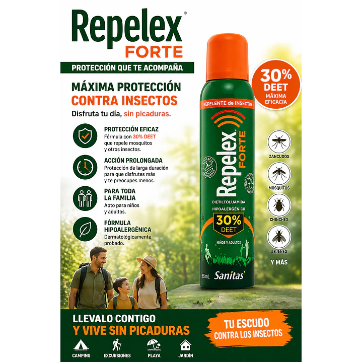Repelex Forte Repelente De Insectos [30%deet] 165 ML 3