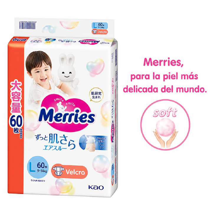Pañales Merries Con Cierre Ultra Jumbo Talla L 60 Unidades  4