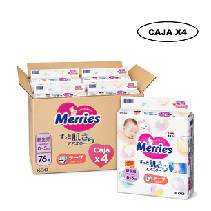Pañales Merries Con Cierre  Recien Nacido 0-5 Kg X 76 Caja x4