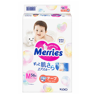 Pañales Merries Con Cierre M 6-11 Kilos X56 Unidades