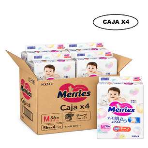 Pañales Merries Con Cierre M 6-11 Kg X56 Unidades Caja x4