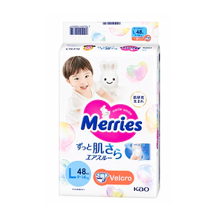 Pañales Merries Con Cierre Talla L  9-14 Kg X48 Unidades 