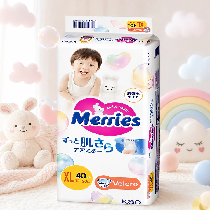 Pañales Merries Con Cierre XL 12-20 Kg X40 Unidades Pack x2 4