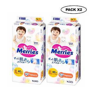 Pañales Merries Con Cierre XL 12-20 Kg X40 Unidades Pack x2