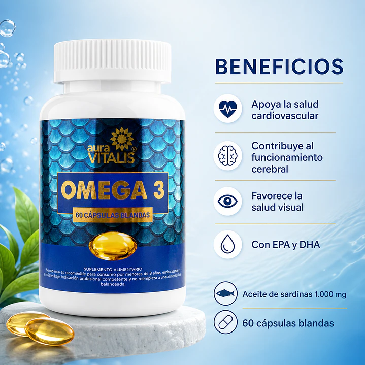 Omega 3 Aura Vitalis 60 Cápsulas Blandas 4