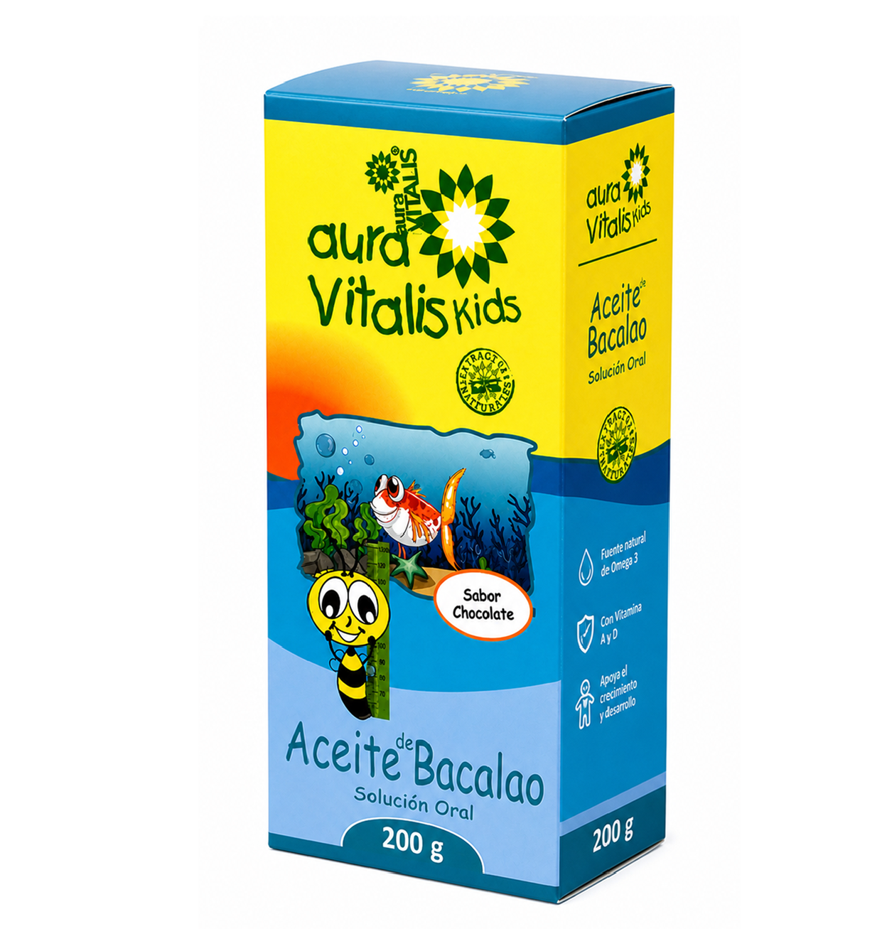Jarabe Aceite Higado Bacalao Niños Omega 3 Vit A Y D 200g