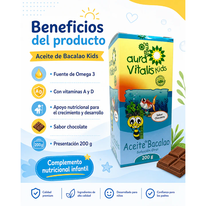 Jarabe Aceite Higado Bacalao Niños Omega 3 Vit A Y D 200g 6