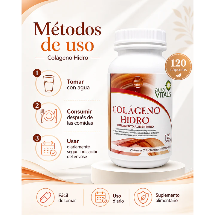 Colageno Hidro Vitamina C D Magnesio X120 Caps 3