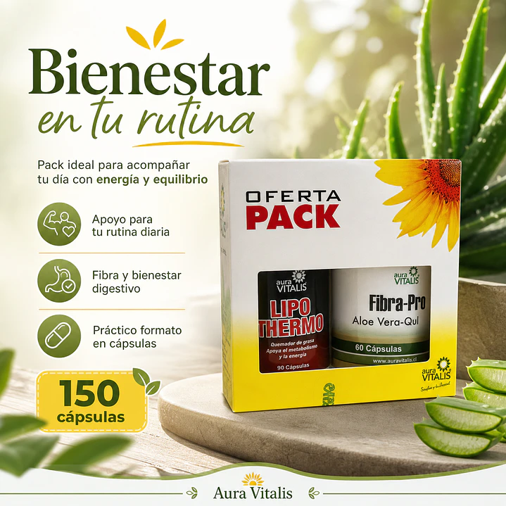 Pack Lipothermo Quemador Grasa + Fibra Pro Aloe 150 Caps 3