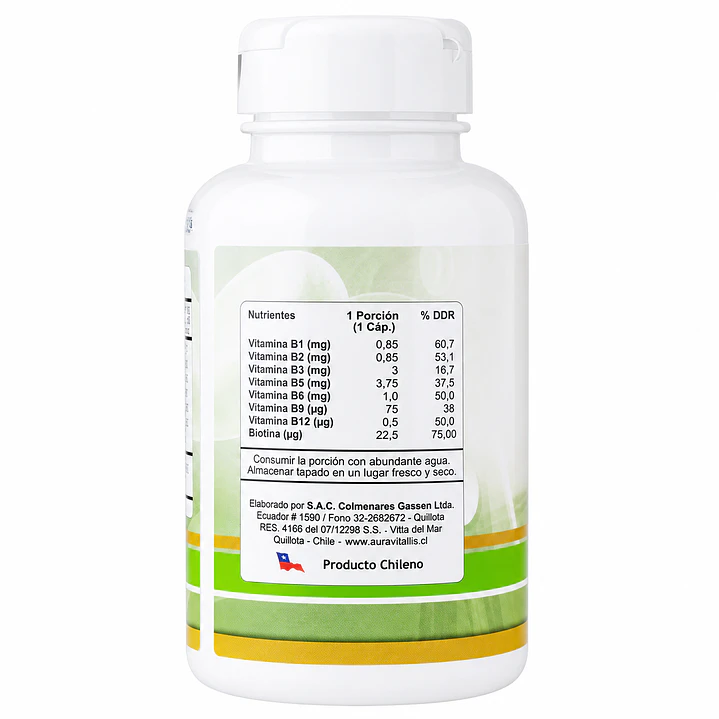 Complejo B X60 Caps Vitamina B1 B2 B3 B5 B6 B9 B12 Biotina 2