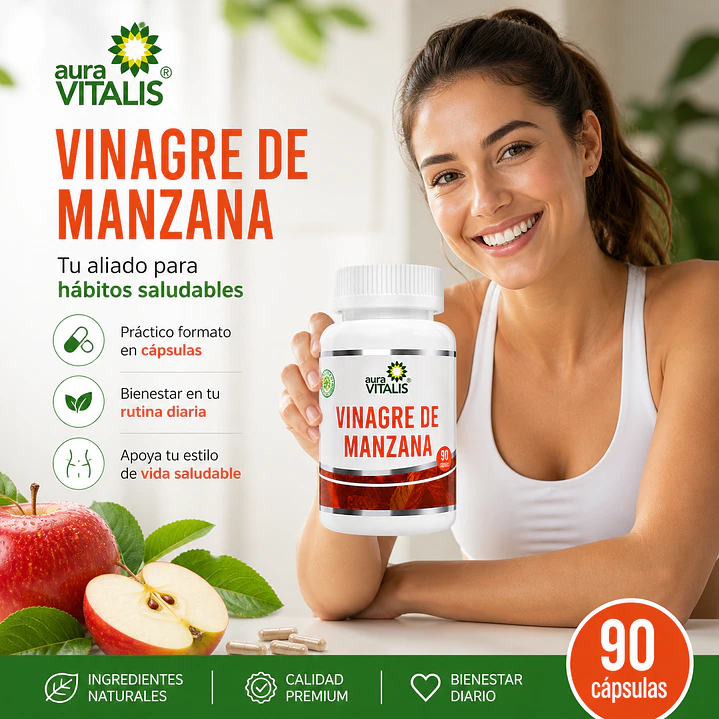 Suplemento En Cápsula Aura Vitalis  Vinagre De Manzana 90 Cápsulas 3