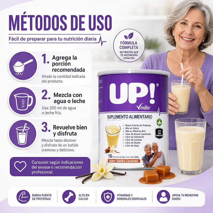 Vivalite Up - 900 Gramos Sabor Vainilla/caramelo Pack x3  5