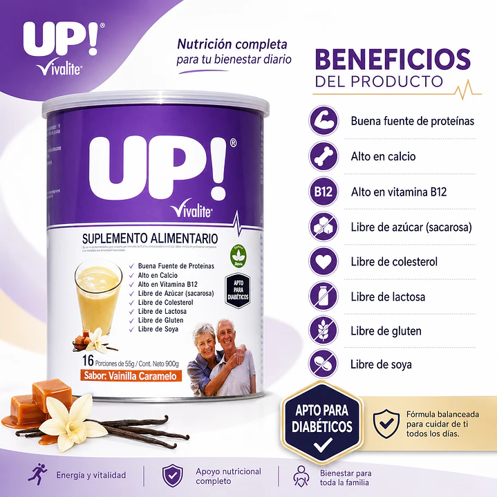 Vivalite Up - 900 Gramos Sabor Vainilla/caramelo Caja x6 3