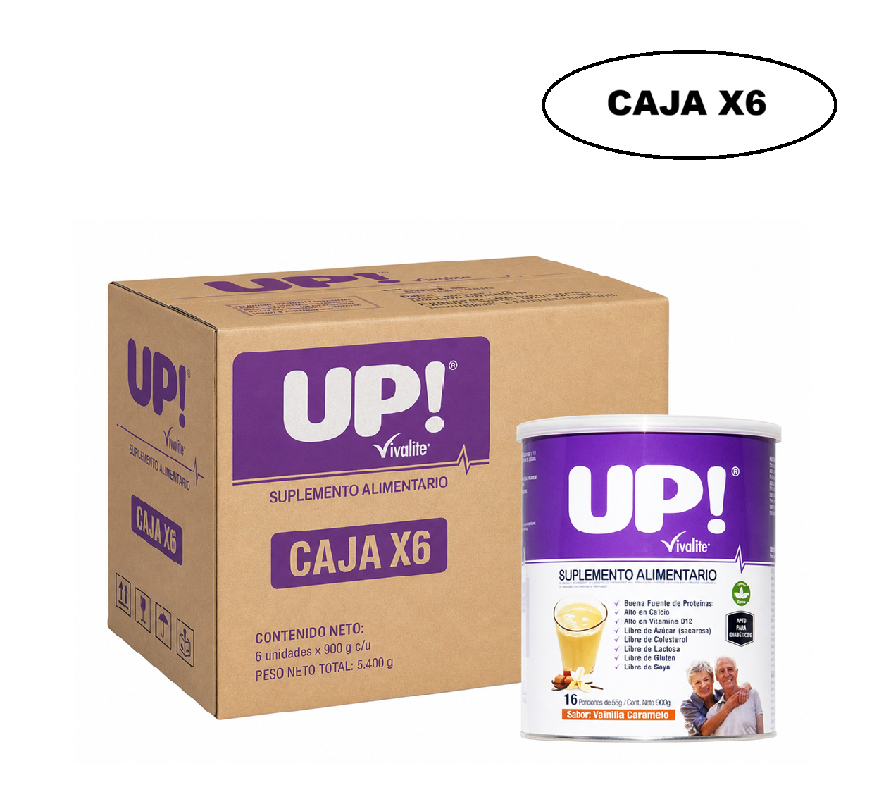 Vivalite Up Suplemento Alimentario Sabor Vainilla/caramelo 900g Caja x6