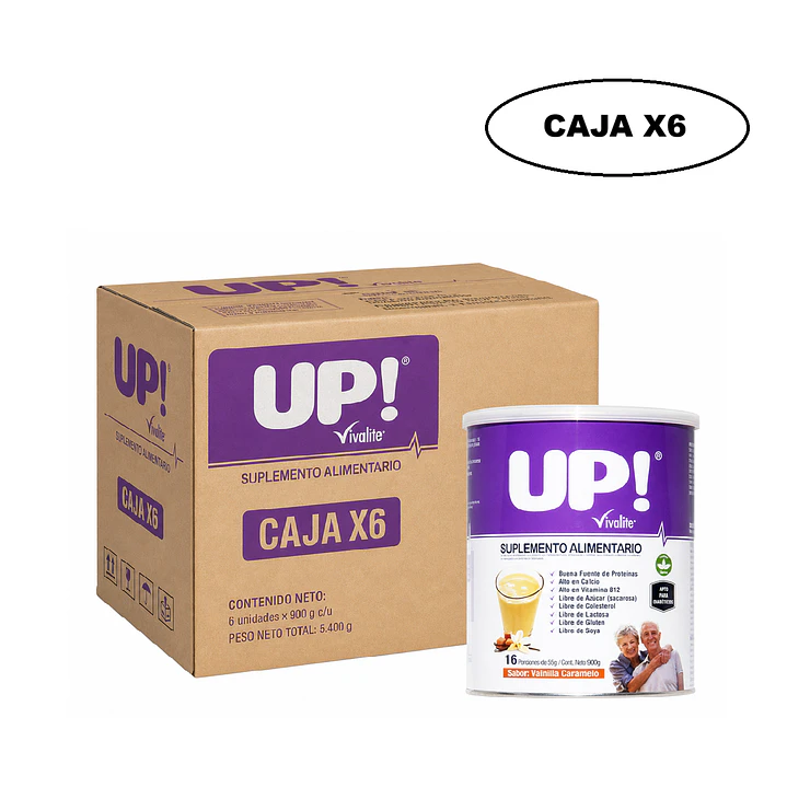 Vivalite Up - 900 Gramos Sabor Vainilla/caramelo Caja x6 1